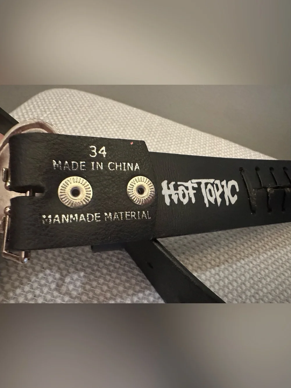 Hot Topic Black Chain Braided Vegan Leather Motorcycle Belt Buckle Size 34 NWOT
